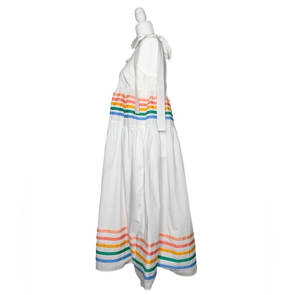 Paper London Laura Rainbow Stripes Sleeveless‎ Tiered Sundress Tie Strap Casual - Picture 5 of 11